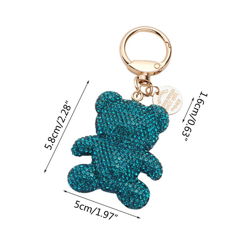 Cartoon Bear Keychain Pendant Cute Rhinestone Bear Keyring Charm Decorations Bag Keyring Hanging Ornament Car Keys Ring