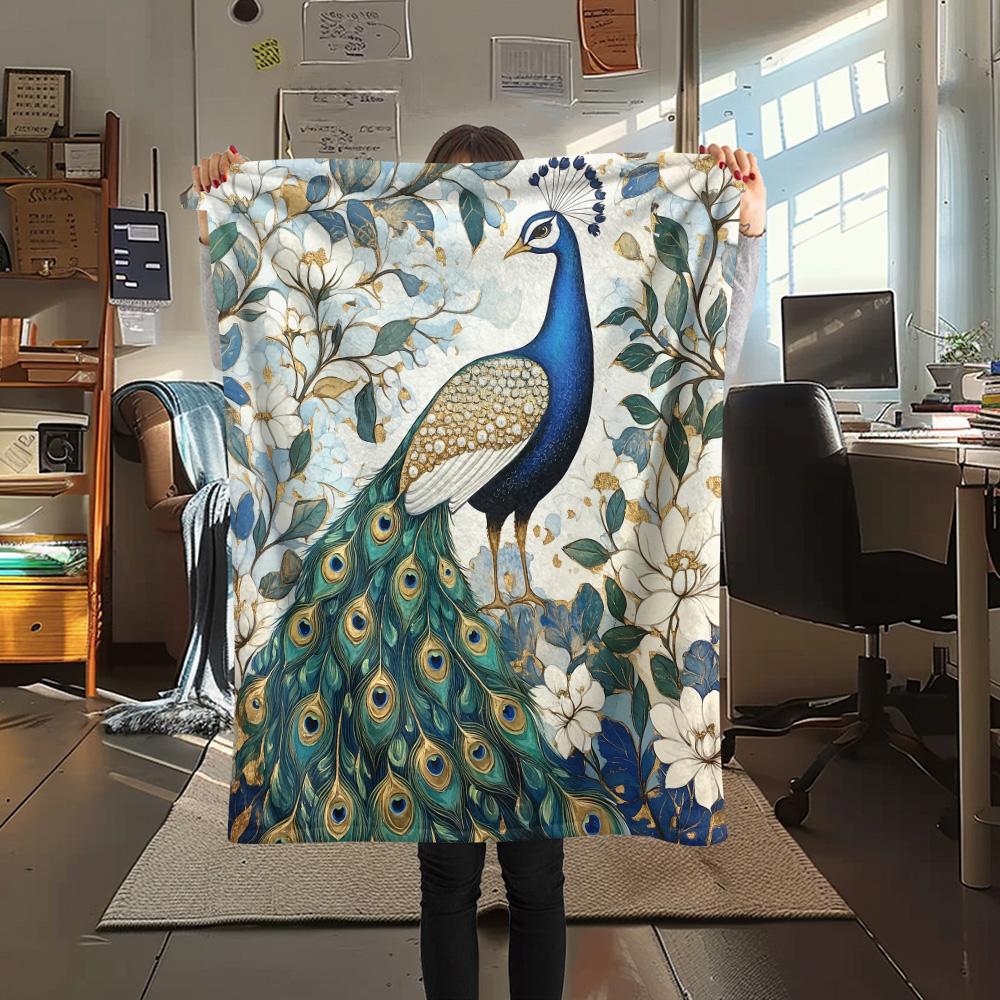 Peacock 2 Print Flannel Blanket, High Quality Comfortable for All Seasons, Home Decor, Warmth and Comfort