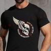WINGS OF THE ROAD VINTAGE MOTORCYCLE Skull & Wing T-ShirtSummer Casual Short Sleeve O-neck Motorbike Tops