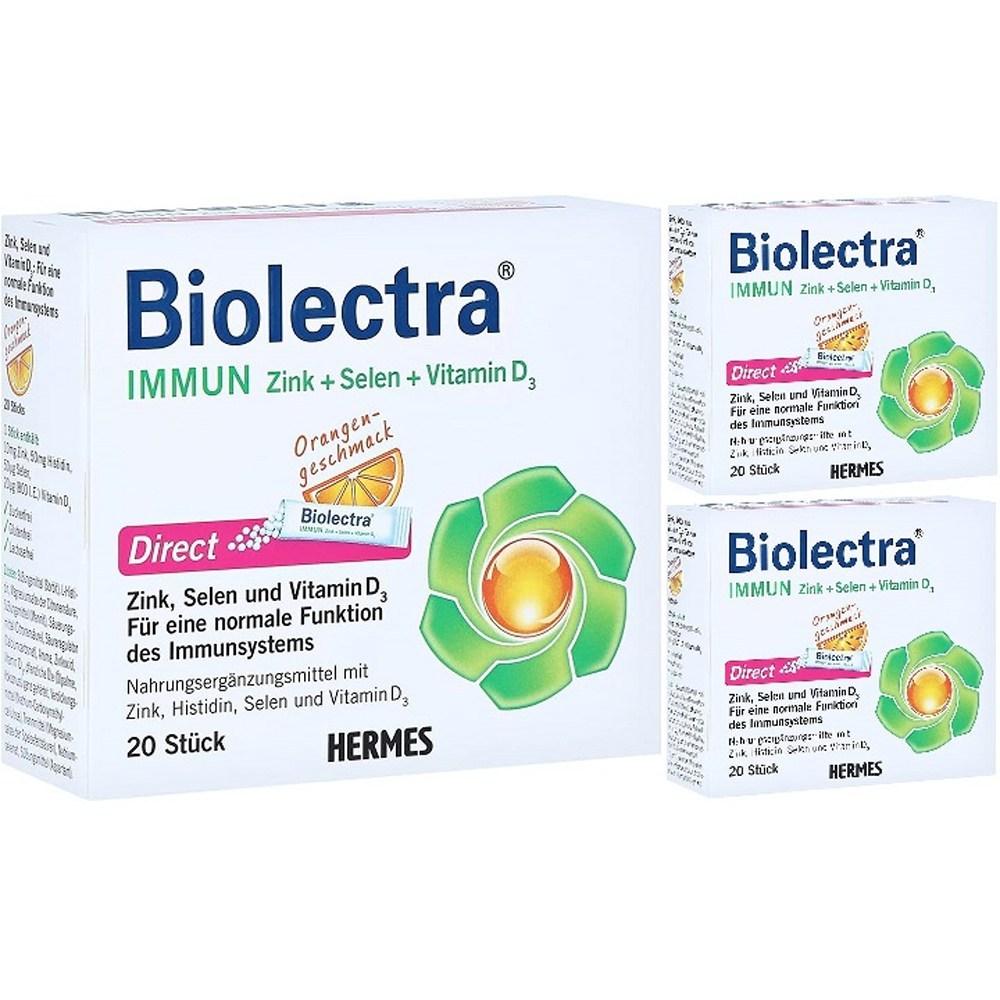 Biolectra Immune Zinc Selenium Vitamin D3 Direct Orange Flavor 20 packets x 3 3 pcs
