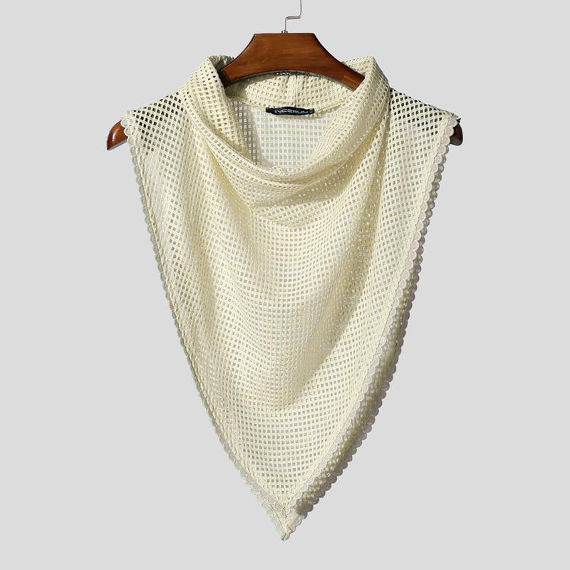 

INCERUN Summer Swing Collar Hollow Mesh Sheer Cropped Irregular Cape Tank Tops 2XL абрикосовый