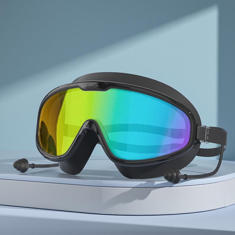 High Definition Anti Fog and Waterproof Women's Large Frame Swimming Goggles Professional Men's Swimming Goggles Safety Lenses