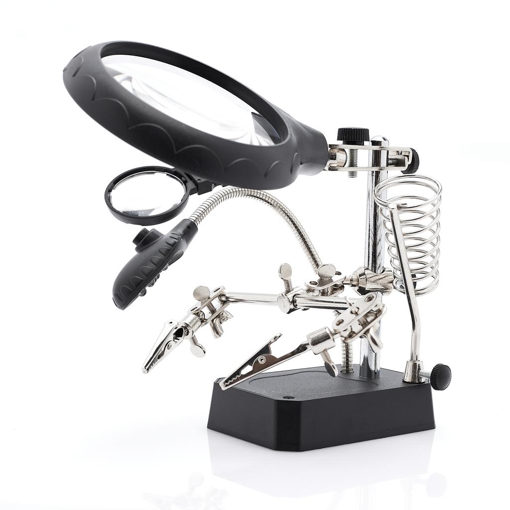 Mounting Bracket - Third Hand With Illumination And 3 Magnifying Glasses (90Mm - 2.5X, 34Mm/7.7X And 34Mm/10X) Te-800