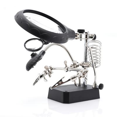 Mounting Bracket - Third Hand With Illumination And 3 Magnifying Glasses (90Mm - 2.5X, 34Mm/7.7X And 34Mm/10X) Te-800