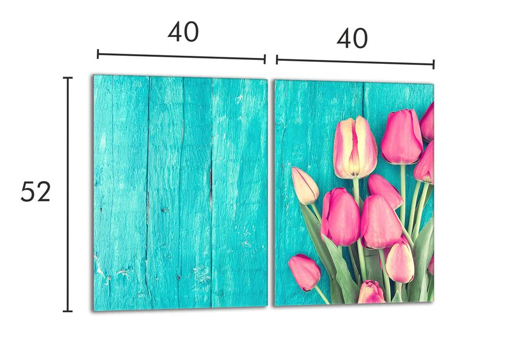 Szklana płyta ochronna na kuchenkę 2x40x52 Tulipany