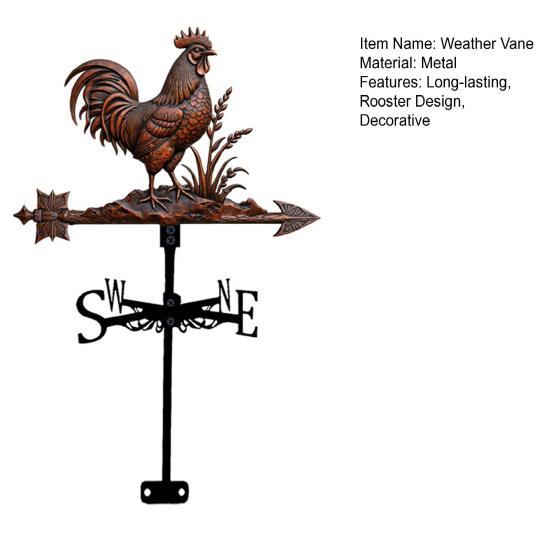 Rooster Weather Vane Retro Metal Wind Vane Roof Decoration Farmhouse Decorative Weather Vane for Outdoor Garden Decor