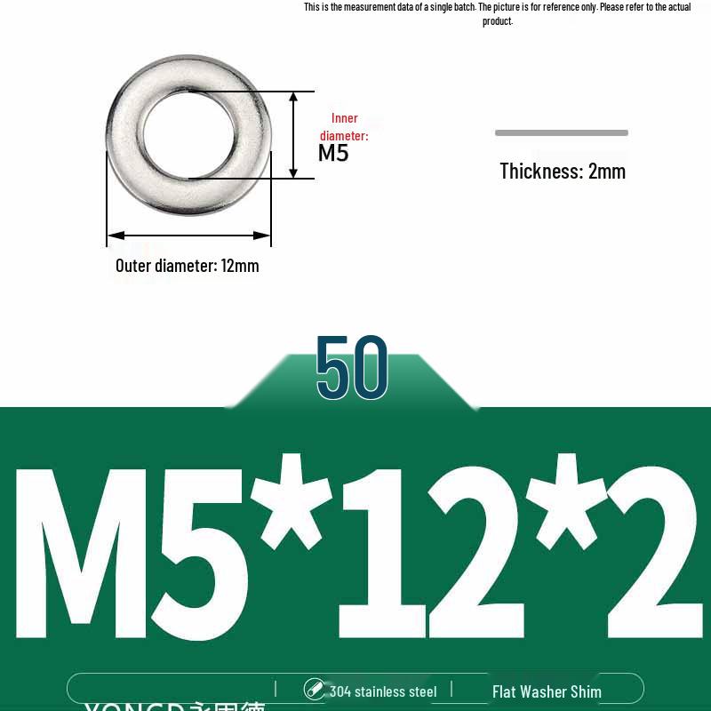 304 Stainless Steel Thickened Flat Washer / Ultra-thin Metal Gasket, Sizes M1.6-M10