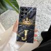 Initial Letter E M I J L Phone Case For Samsung Galaxy S24 S23 Ultra S22 S20 Plus S21 FE Clear Cover Fashion Marble Crown Fundas