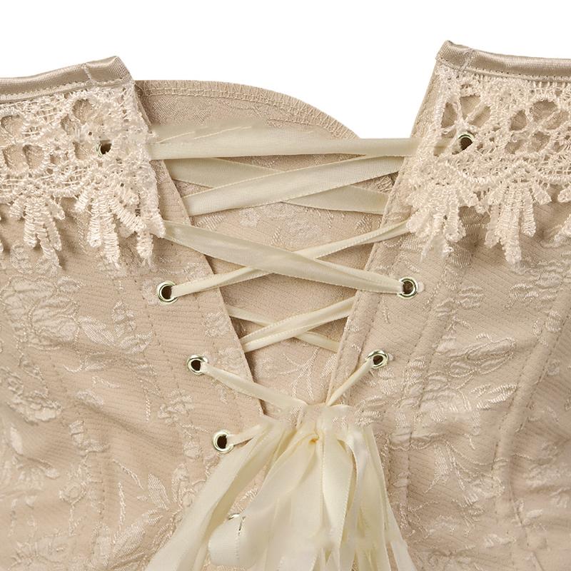 Women Lace Up Corsets Bustiers Overbust Waist Trainer Embroidery Tummy Slimming Boned Corset Burlesque Shaper