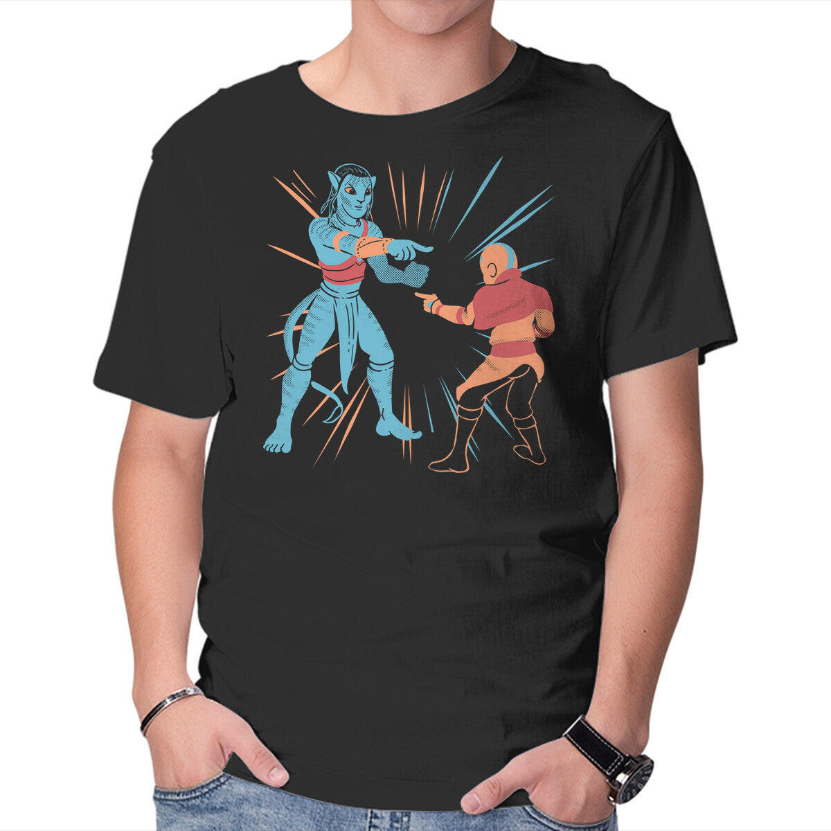 Unisex Crew Neck T-Shirt Avatar Pointing Graphic Short Sleeve Casual Tee XS