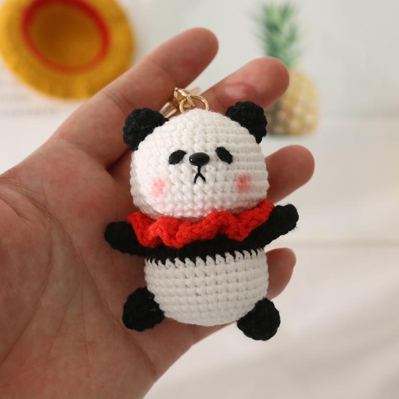 Funny Raccoon Doll Crochet Keychain Cute Knitted Animal Doll Series Keychains For Bag Pendant Cartoon Giraffe Cute Keyrings Gift