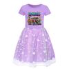 5574 Kid Girls Casual Roblox Game Printed Mesh Rainbow Dress