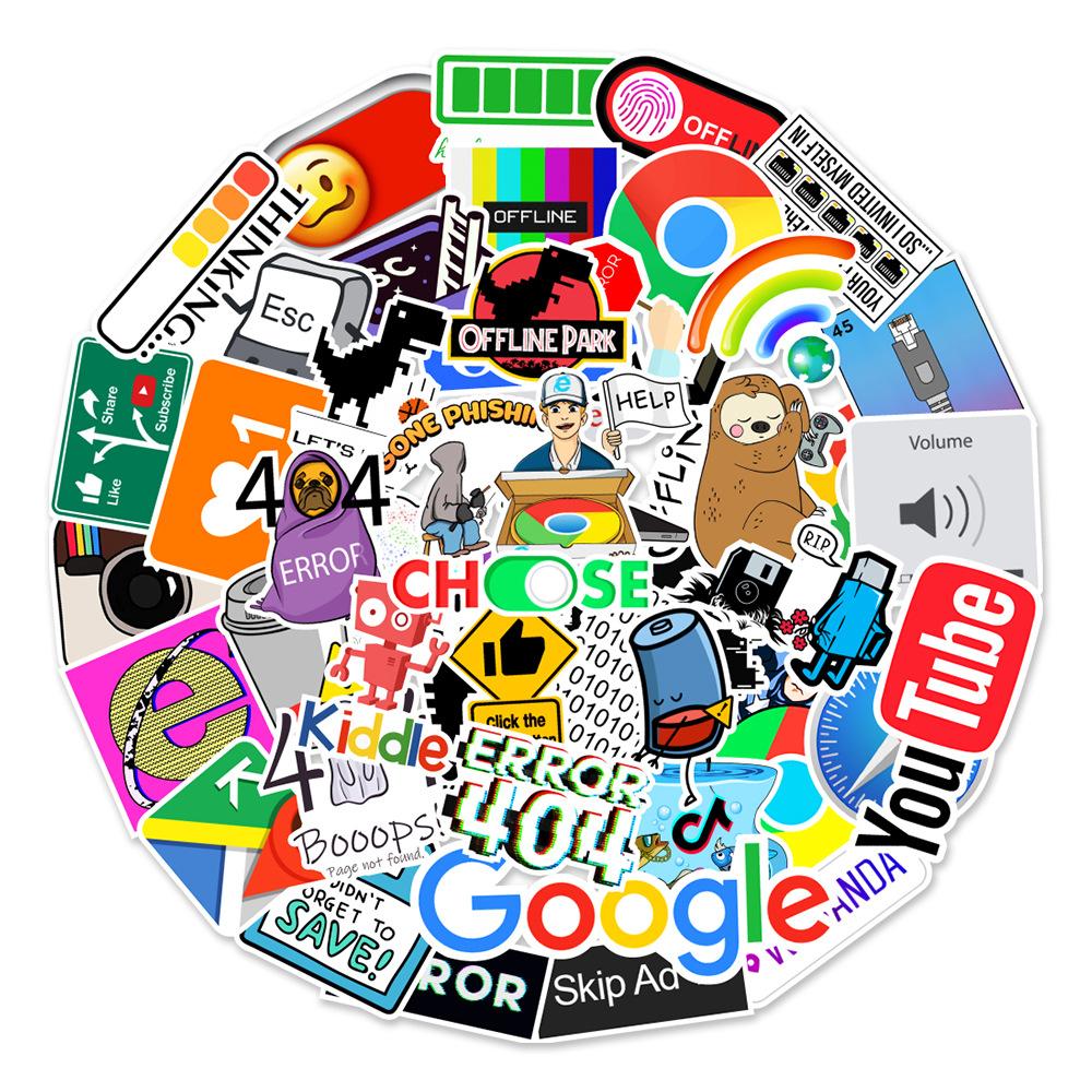 50 Pictures 404 Network Error Graffiti Stickers Car Mobile Phone Computer Kettle Decoration Stickers Waterproof