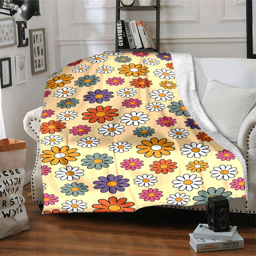 1pc Flower Pattern Lightweight Flannel Blanket, Comfortable and Warm Blanket, for Office and Camping Sofa Bed, Livingroom099