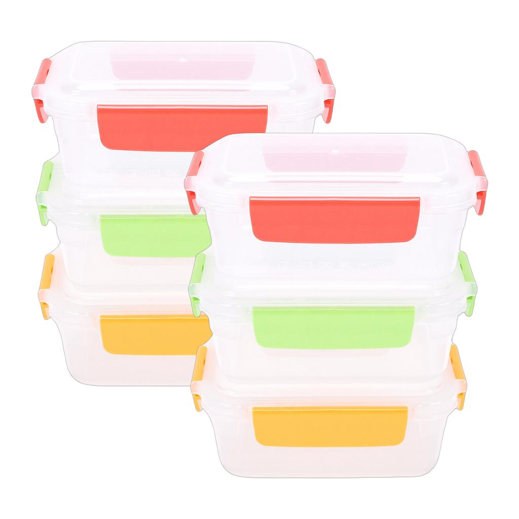 6 Pcs Food Storage Container Set 750ML Stackable Reusable PP Food Storage Box with Sealing Lid for Microwave Fridge