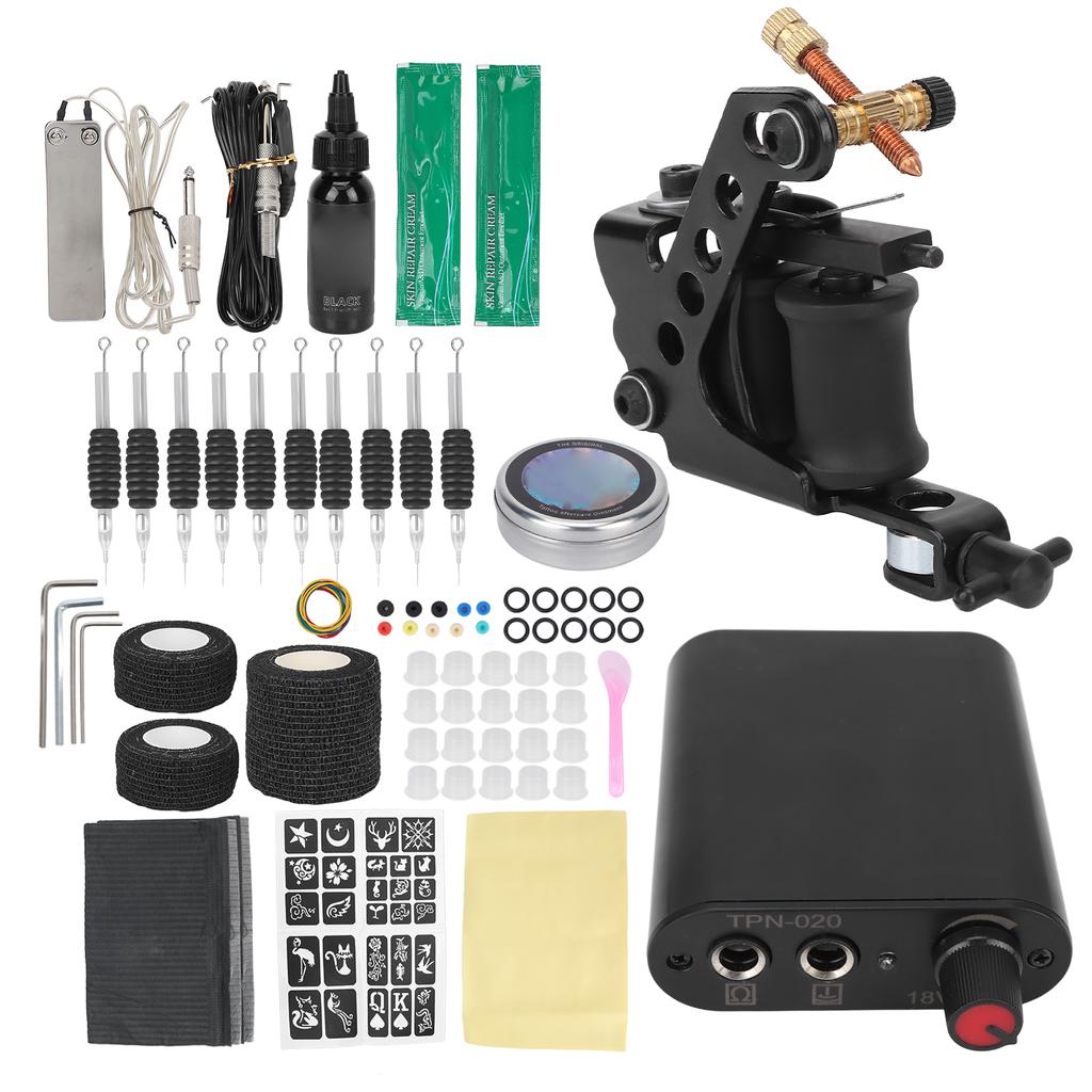8 Wraps Tattoo Coil Machine Kit Mini Tattoo Power Supply Complete Tattoo Machine Set for Beginners