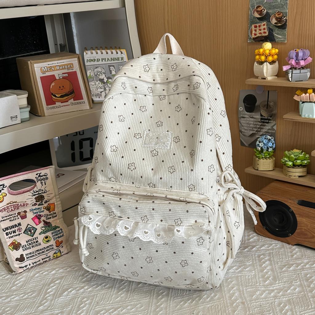 Schoolbag college style small fresh girl travel small backpack Korean ins lace high value student schoolbag backpack