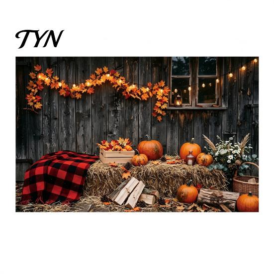 Pumpkin Scarecrow Wall Decor 70 x 45 Inch Fall Backdrop, Autumn Harvest Gnome Family Gathering Celebration Photography Background, Thanksgiving Banner