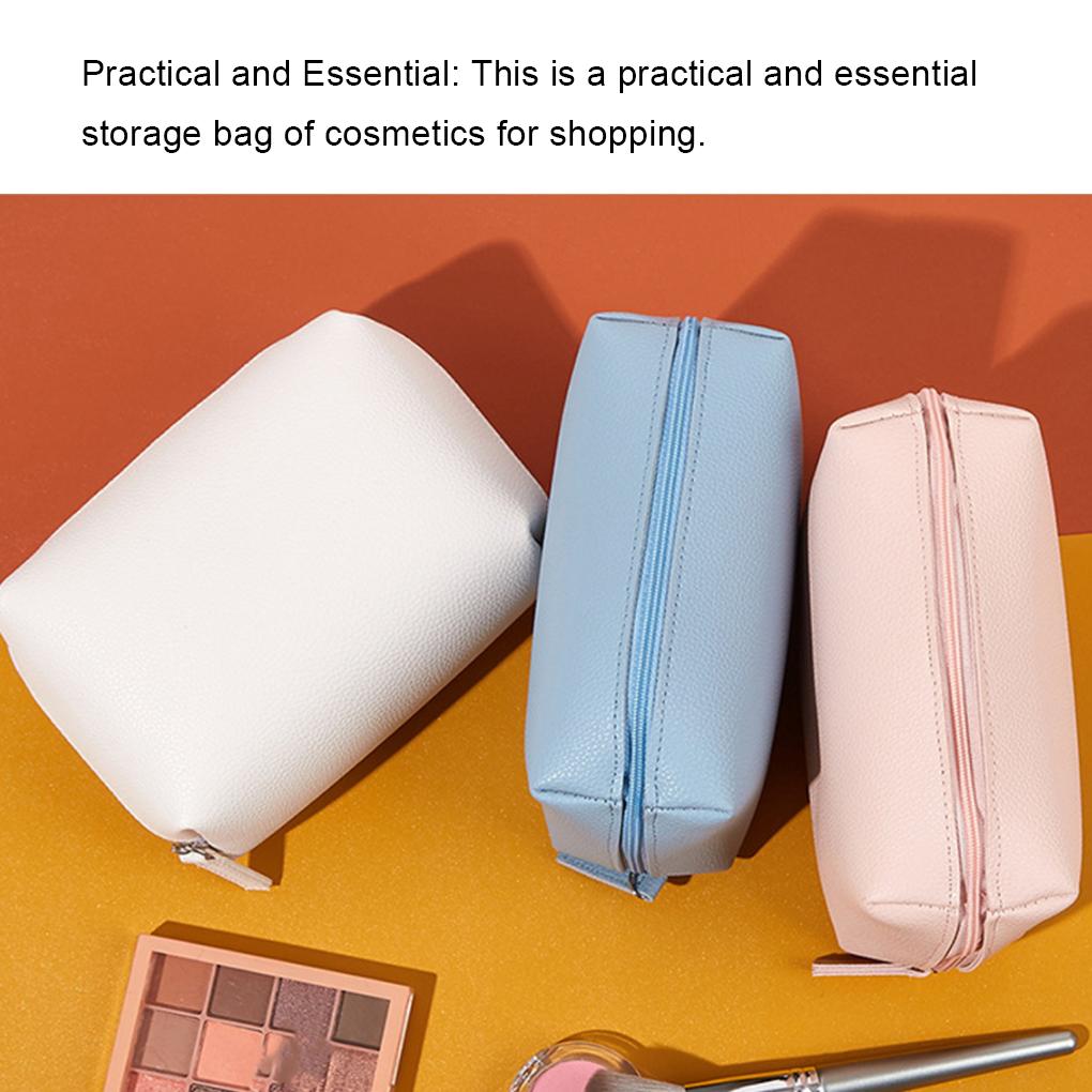 Personalized Ple Cosmetic Bag Portable Waterproof Multifunctional Handbag Fashion PU Solid Color Pouch Large Capacity
