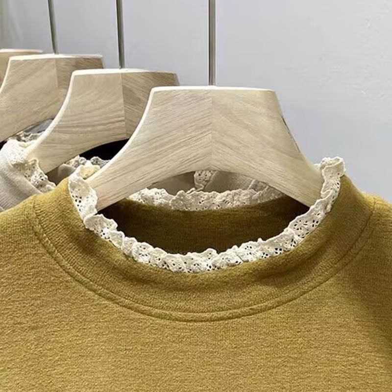 Genser for kvinner Bomull Oversize Fleece Løs Casual Langermet Rund hals Halvhøy krage Topp Genser