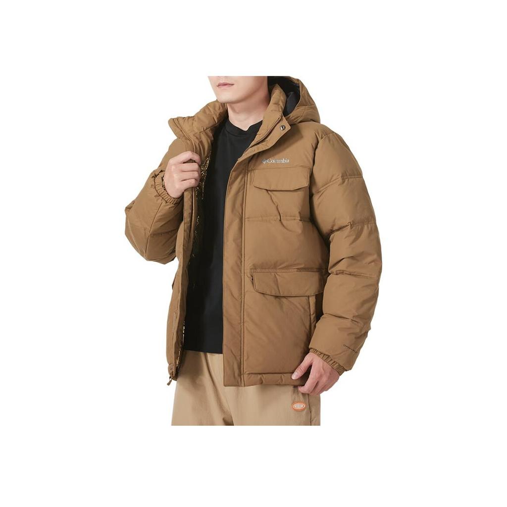 Columbia Landroamer Omni-Heat Outdoor Warm Windproof Hooded Short Cotton Jacket Men Jackets Brown WE4552-257