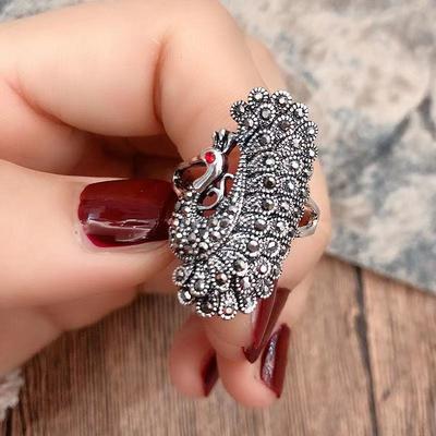 Fashionable Peacock Ring for Women, Japanese, Korean, Cool, European and American Open Index Finger,