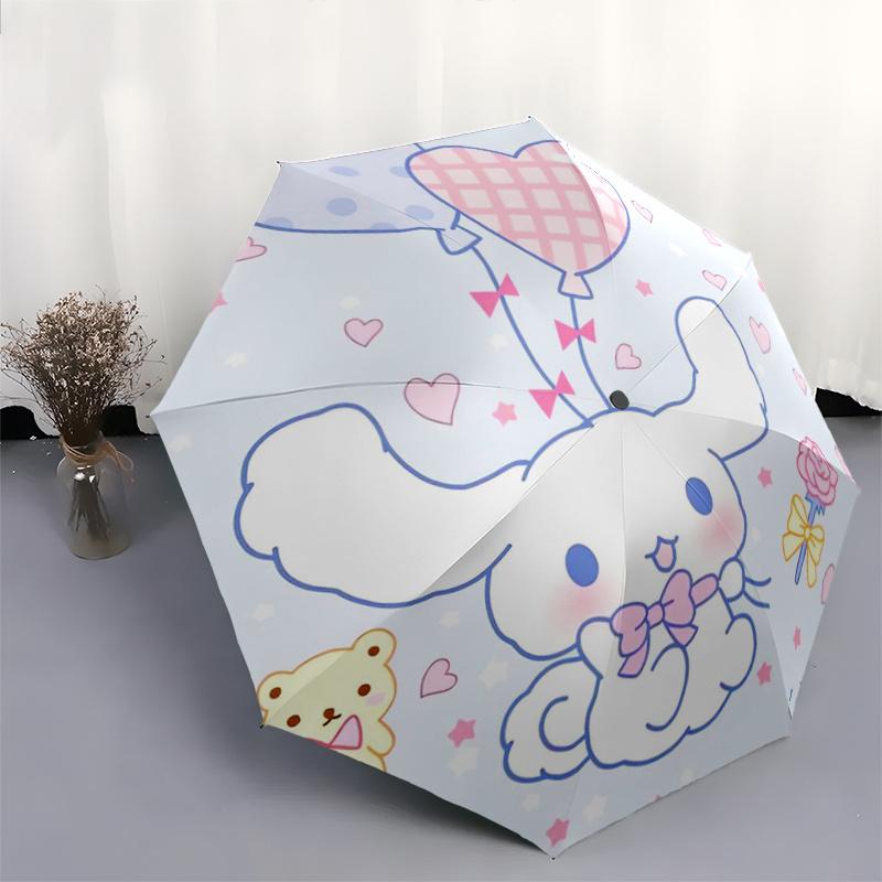 1pc Rose Balloon Cinnamoroll Theme Durable Cartoon Folding Umbrella, Portable 3-Fold Compact Umbrella for Men and Women, Suitable for Travel or Daily