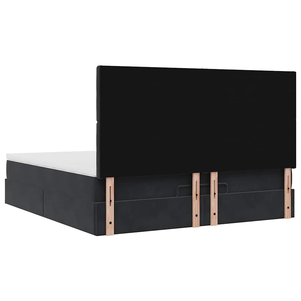 Ottoman Bed with Mattresses Black 160x200 cm Velvet