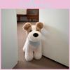 Blue Cute Checkered Scarf Plush Dog Doll Children Toy For Room Decoration