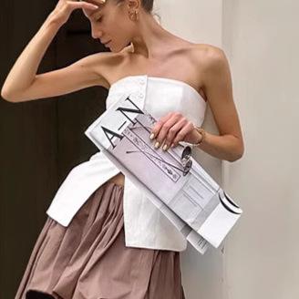 Commuter simple white tube top women's summer French design sense sleeveless waist top women's clothing