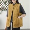 Retro Corduroy Vest Women's Spring and Autumn Outerwear Literary Casual Versatile Loose Sleeveless Vest Jacket Collar Single Breasted Sleeveless Vest