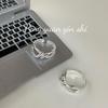 Su Chuang S925 Sterling Silver Interlocking Adjustable Ring for Women - Minimalist Niche Design