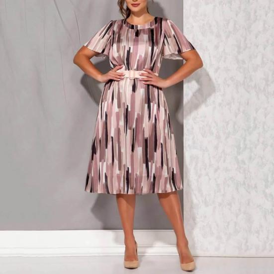 2ks/sada Dámská nadměrná velikost Elegantní souprava kabátů s potiskem do O výstřihu s krátkým rukávem Jednobarevné šaty s 3/4 rukávy, dvouřadá souprava kabátů