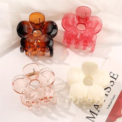 Fashion Claw Clip Hair Clips for Hair Women Colorful Solid Color Flower Shape Girls Hair Claw Hair Barrettes Hair Accessories