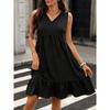 Sleeveless V Neck Ruffle Hem Dress with Pockets Casual Loose Fit Summer Sundress for Women Lightweight Fabric