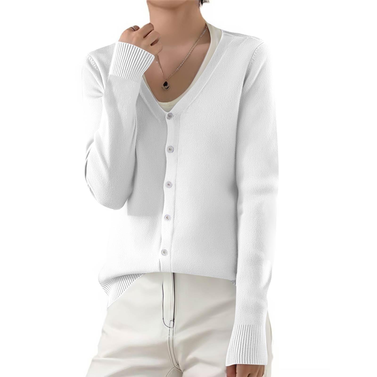 

Женский модный повседневный однотонный топ с длинным рукавом S белый