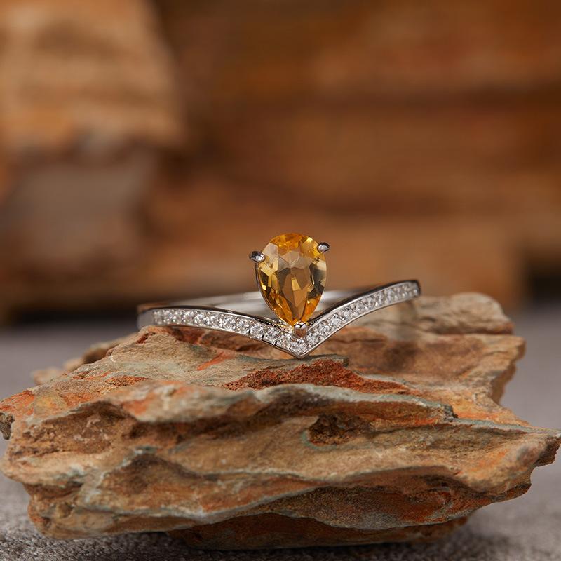 Original Design Does Not Fade Niche High Sense S925 Sterling Silver 18K Natural Citrine Lucky Treasure Ring Women