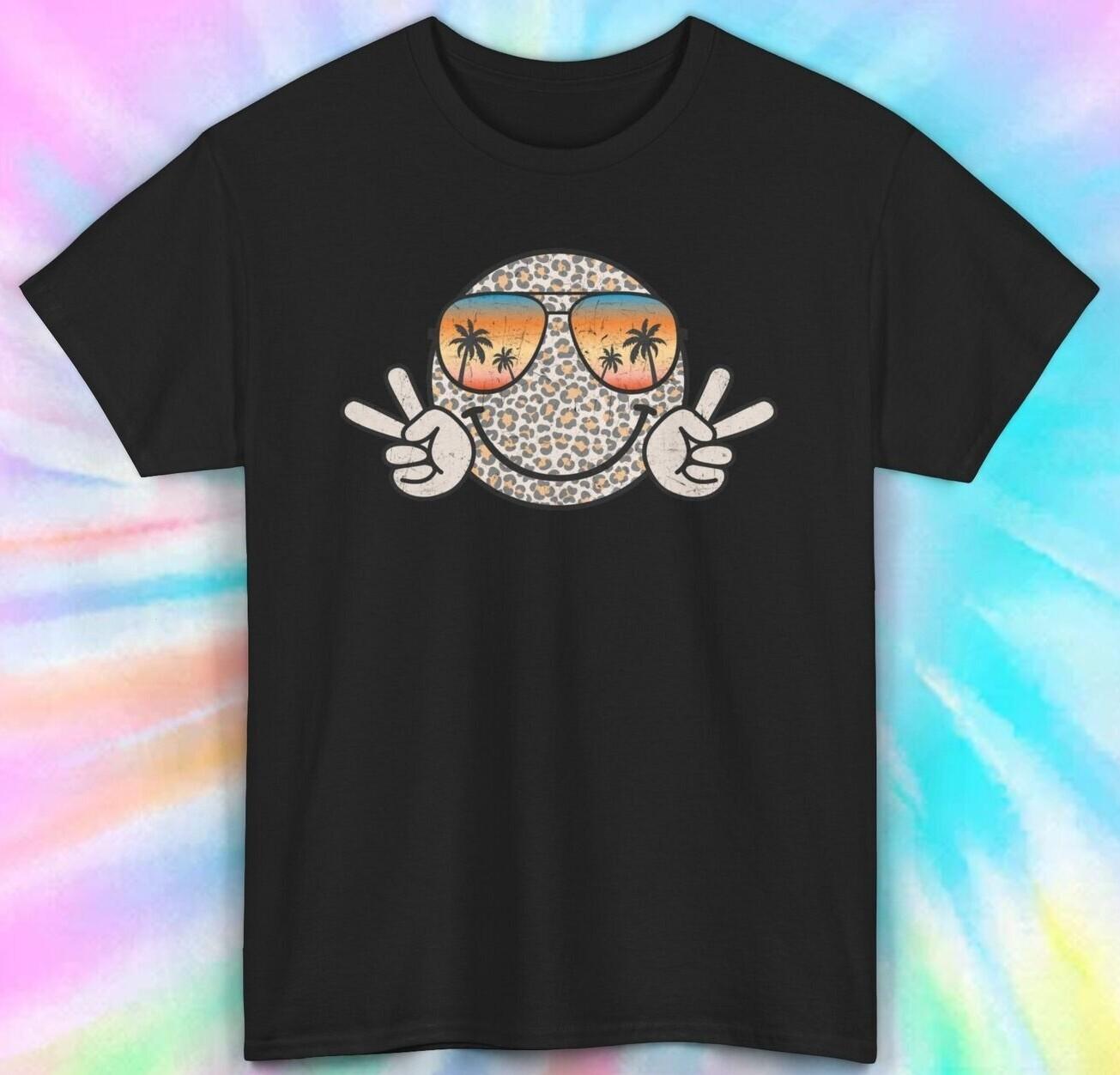 Peace Sign Leopard Shirt | Cute Summer Beach Vibes Graphic Tee S-5XL M