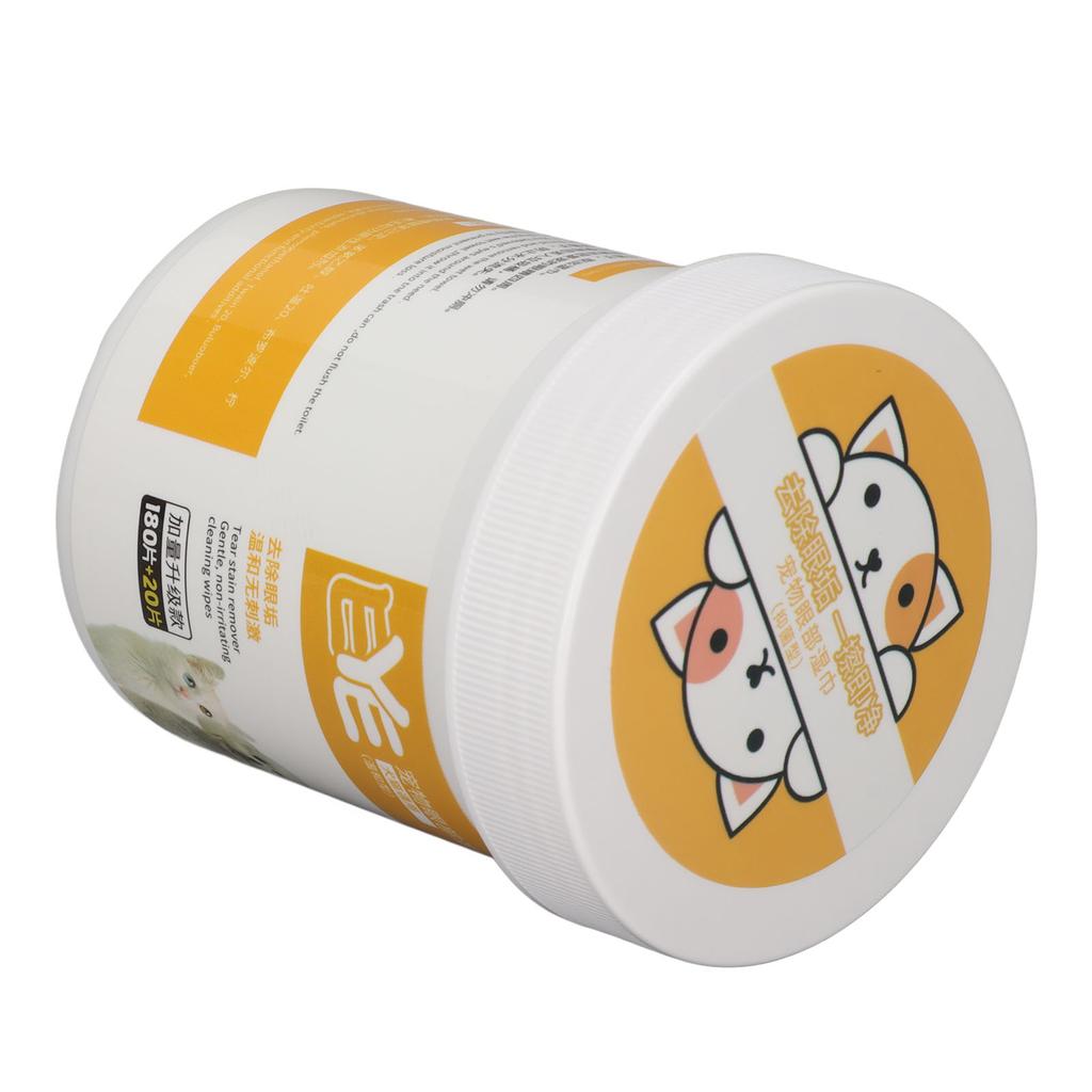200Pcs Pet Eye Wipes Mild Moisturizing Tear Stains Cleaning Hygienic Pet Wipes for Cats Dogs