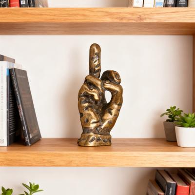 Mittelfinger Figur Messing Gold Freistehende Hand Skulptur Kupfer Mittelfinger Taschen Glücksbringer für Zuhause Regal Schreibtisch Deko