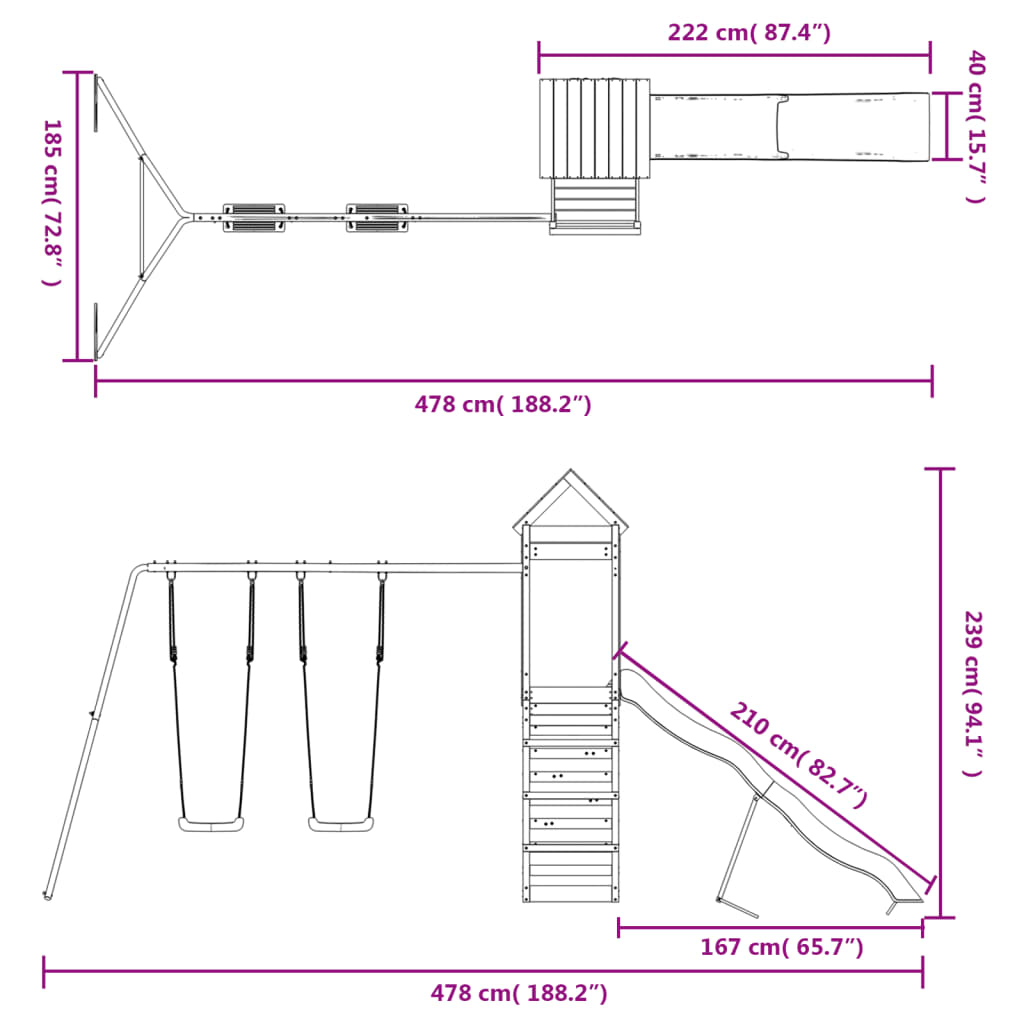 Massivholz-Spielturm aus Douglasie