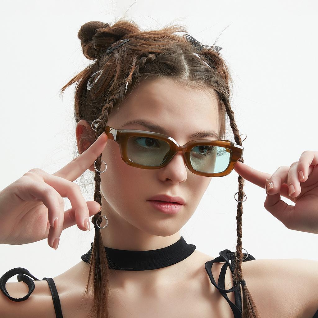 Tortoiseshell Frame Square Glasses Small Face Trendy Sunglasses Women'S Summer Personalized Sunglasses Men