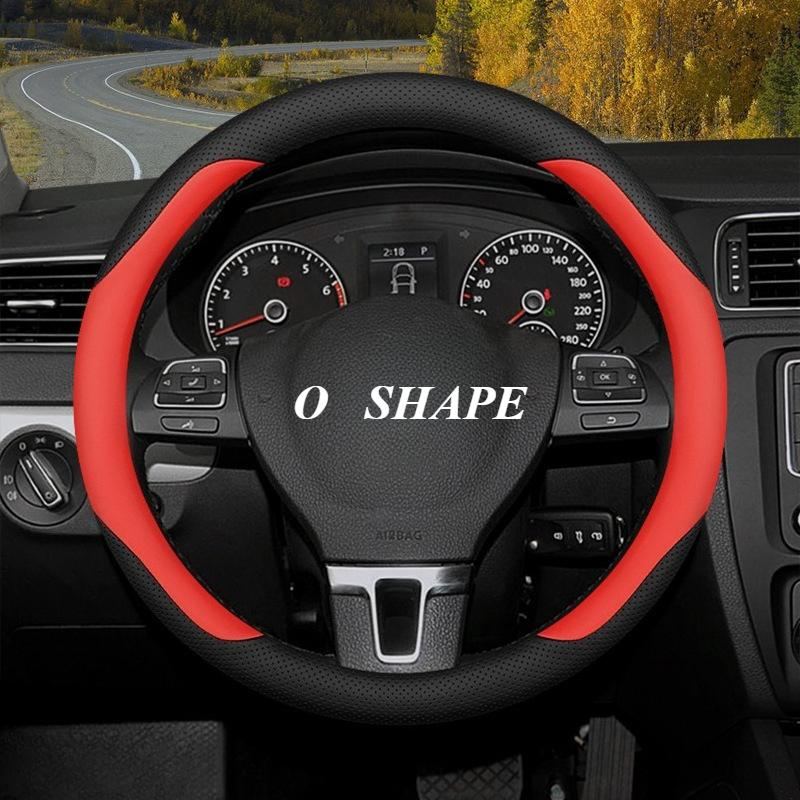 38cm Car Steering Wheel Cover Carbon Fiber Leather For 2017- Volkswagen Tiguan MK2 Passat B6 Arteon Touran Tiguan ID4 Etc