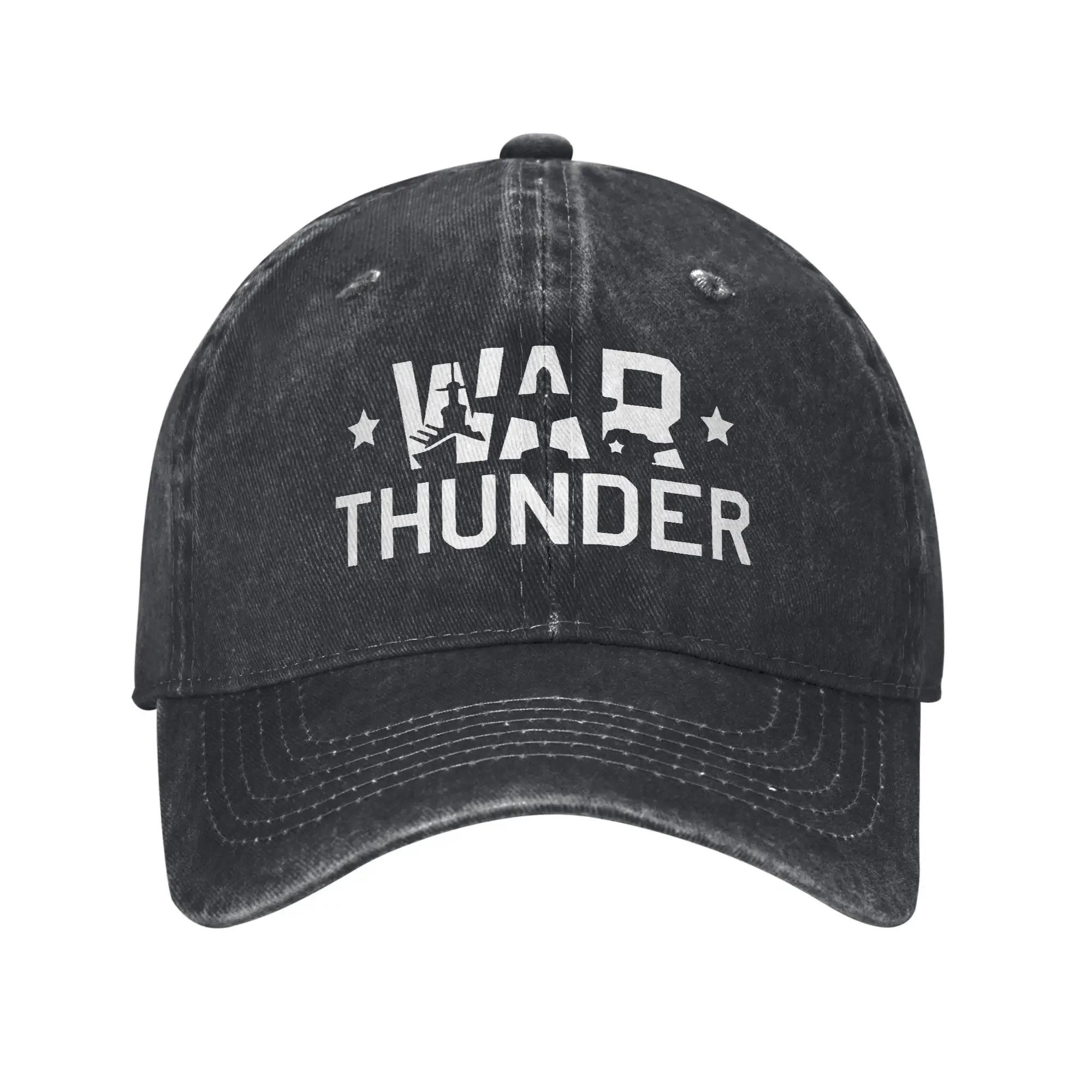 

Винтажная бейсболка для игры War Thunder, мужская и женская, из потертого, стираного денима, кепка от солнца, World of Planes, регулируемая кепка для улицы Adjustable