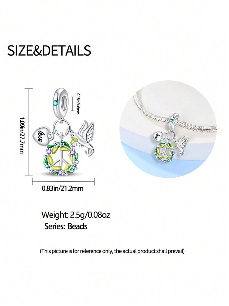 Charms Plata Peace Dove Love Rose Beads Charm Copper Plated Fit Charms Copperoriginal Bracelet For Jewelry Making Diy Charm