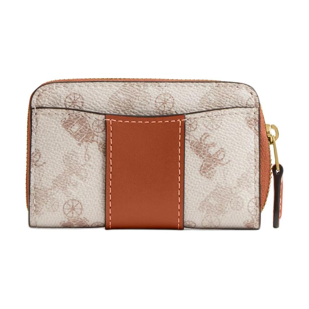 New COACH Essential Coated Canvas With Calfskin Card Holder Trumpets Women's Brass & Taupe CAN55-B4RGL