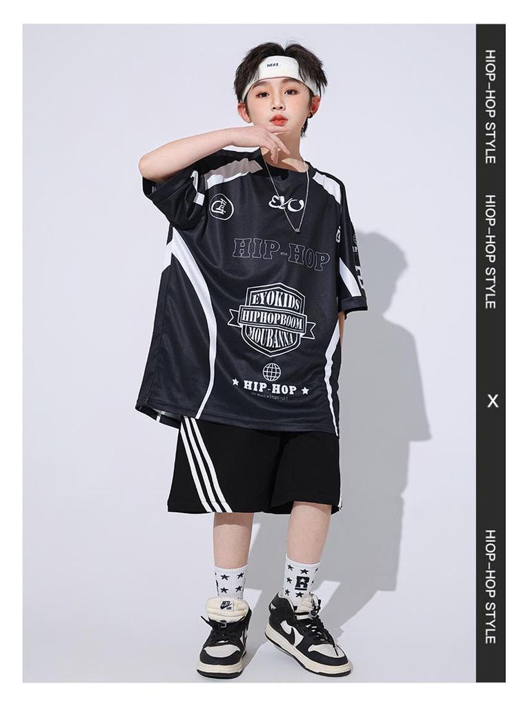 Korean Hip-Hop Quick-Dry Dance T-Shirt and Pants Set for Boys and Girls