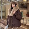 Wind Down Cotton-padded Clothes Women's Winter New Big Fur Collar Short Bread Clothes Loose Cotton-padded Jacket Cotton-padded Clothes