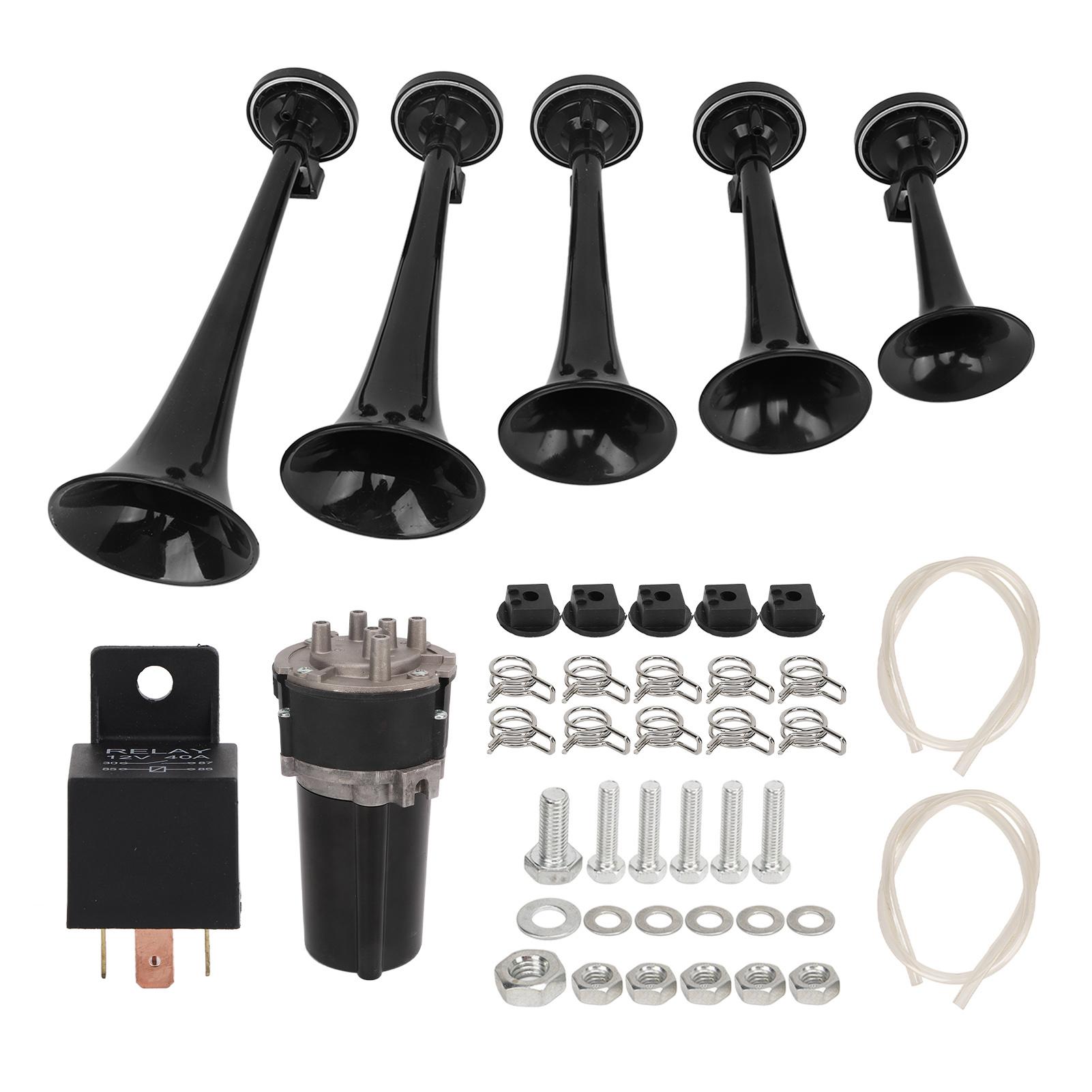 5 Trumpet Air Horn 130dB DC 12V Musical Electric Air Trumpet for Truck Train Ship Vans