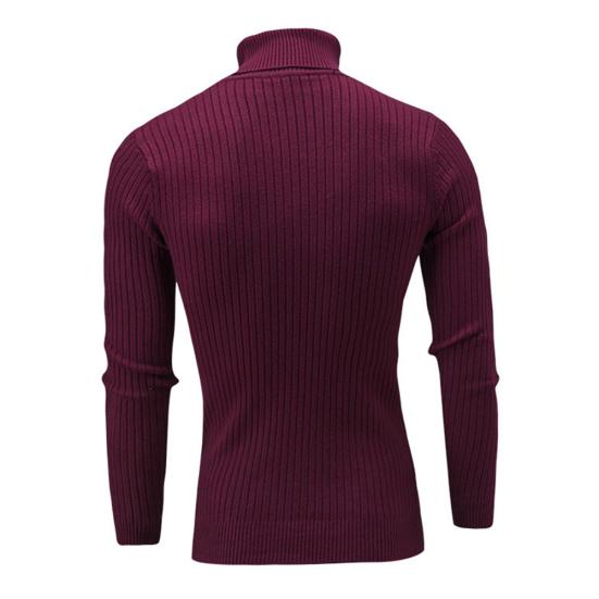 Casual Men Autumn Solid Color Turtle Neck Ribbed Twist Sweater Bottoming Shirt